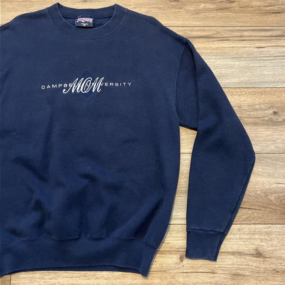 Jansport Campbell University Sweatshirt SZ Medium Navy Vintage 90s USA Made - Picture 4 of 9